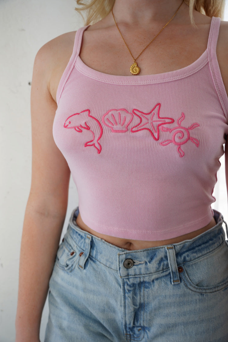 SEA CUTIES rib scoop neck tank